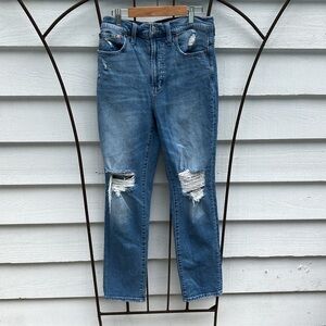 Madewell Straight High rise Distressed Ankle Jeans